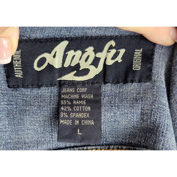 Angfu Blue Embroidered Star Denim Jean Jacket - Picture 2 of 12